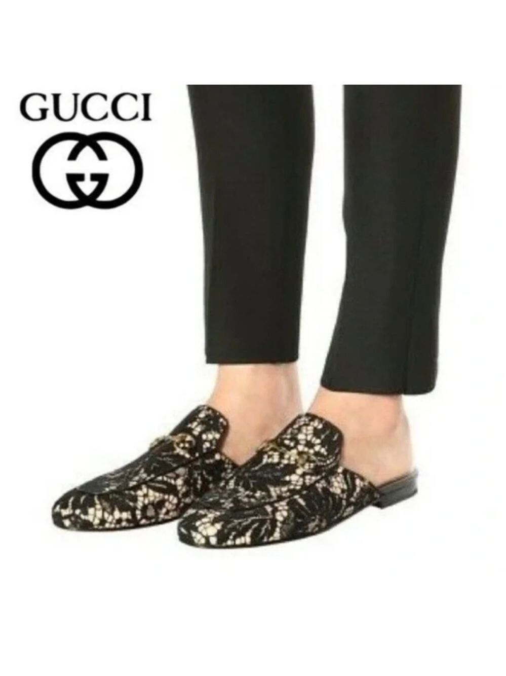Gucci Princetown Black Lace Mules - Picture 4 of 12